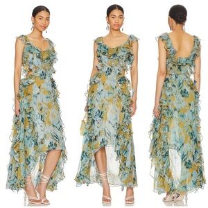 NWT: MISA Los Angeles Alessandra Dress In Blue Abstract size LARGE